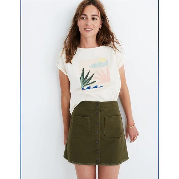 MADEWELL Raw Hem A-Line Skirt in Kale Size 6 - Picture 7 of 7